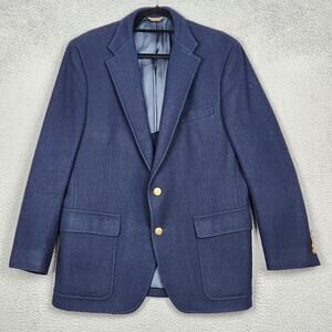 HUNTER HAIG Suit Jacket Mens 42R Blue 2 Button Front Career Wedding 100% Wool